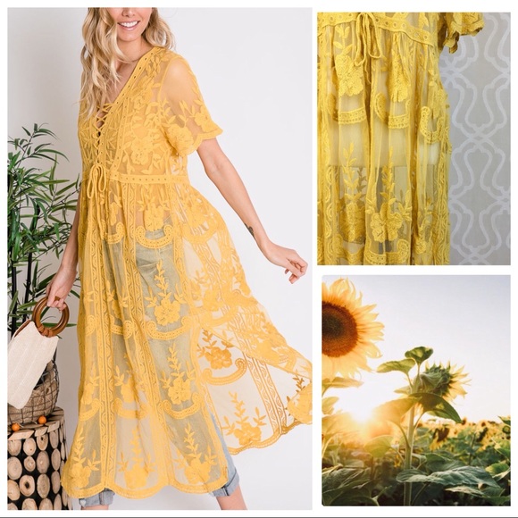 Davi & Dani Dresses & Skirts - Anastasia Boho Lace Kimono Maxi Dress